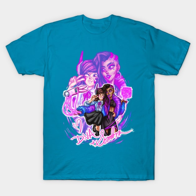 D.VA and Sombra T-Shirt by pbarbalios